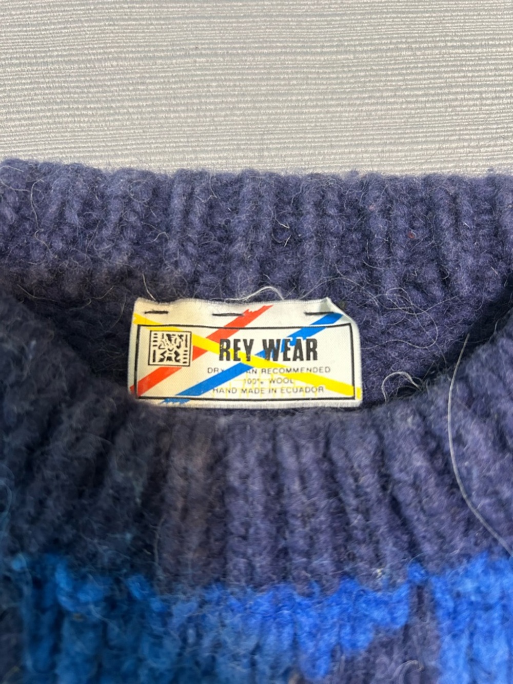 Women's Navy & Cream Geometric Crewneck Sweater - Picture 8 of 14